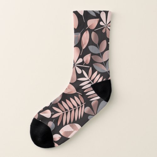 Elegant Autumn Leaves Pastel Geometric Socks