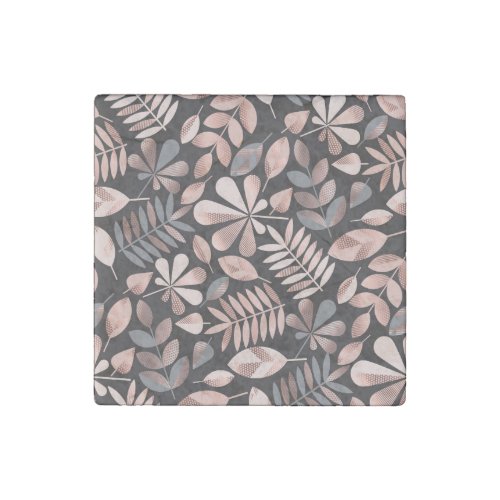 Elegant Autumn Leaves Pastel Geometric Stone Magnet