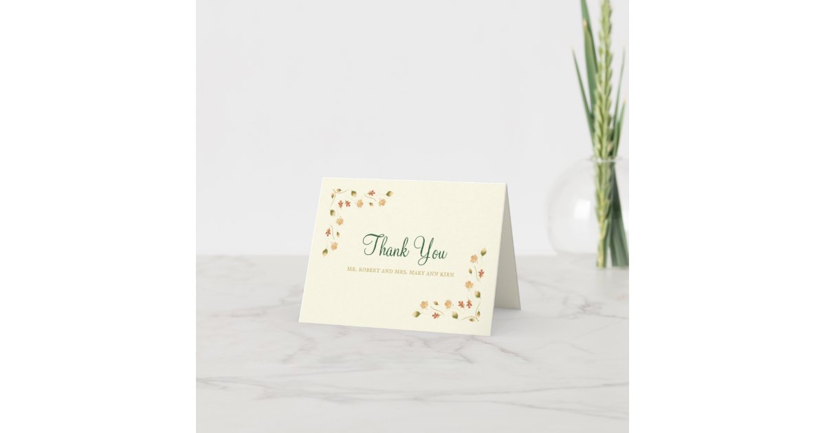 Elegant Autumn Leaves Thank You Card | Zazzle