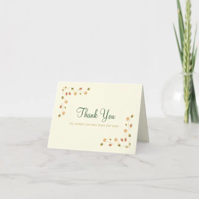 Elegant Autumn Leaves Thank You Card | Zazzle