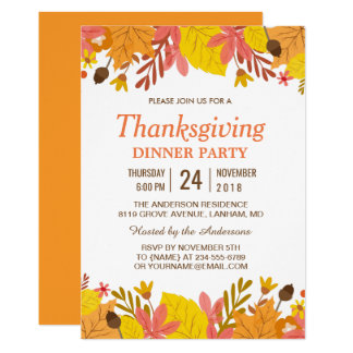 thanksgiving party dinner invitations announcements zazzle