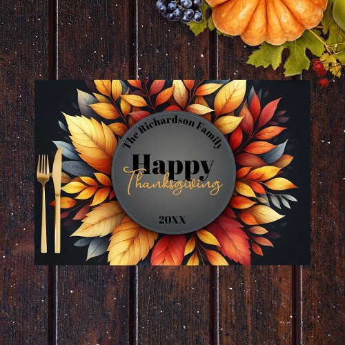 Elegant Autumn Leaves Thanksgiving Paper Placemat 