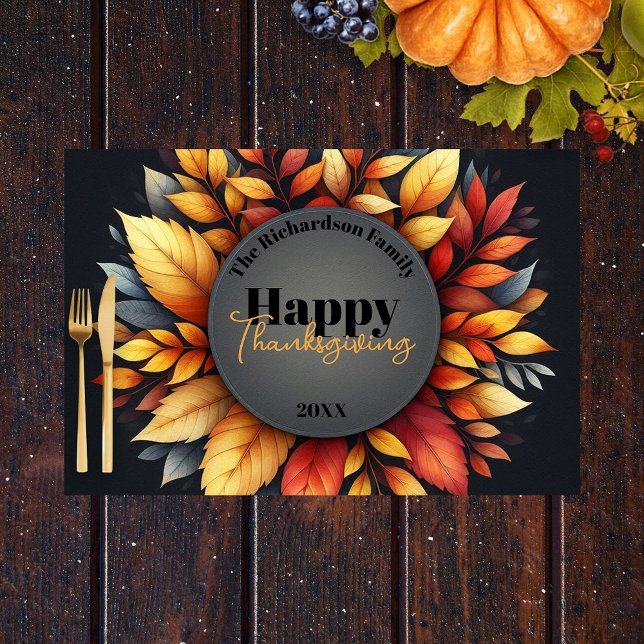 Elegant Autumn Leaves Thanksgiving Paper Placemat  (Creator Uploaded)