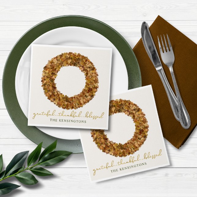 Elegant Autumn Leaves Thanksgiving Rustic Wreath Napkins (Elegant Autumn Leaves Thanksgiving Rustic Wreath Napkins)