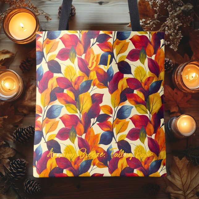 Elegant Autumn Leaves Tote Bag Warm Fall Pattern (Creator Uploaded)