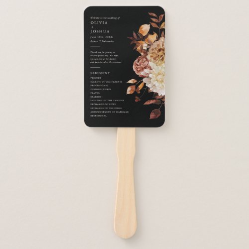 Elegant Autumn Leaves Wedding Program Hand Fan