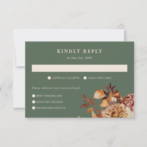 Elegant Autumn Leaves Wedding RSVP Card