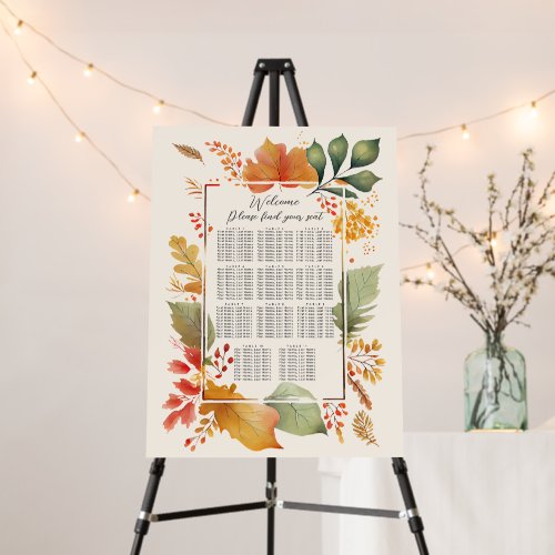 Elegant Autumn Leaves Wedding Seating Chart Foam Board