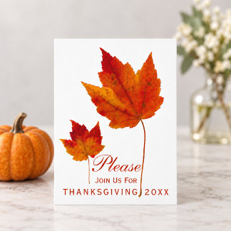 Elegant Autumn Maple Leaf Thanksgiving Dinner Invitation