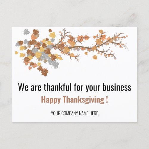  Elegant Autumn Maple Leaves Business Thanksgiving Postcard