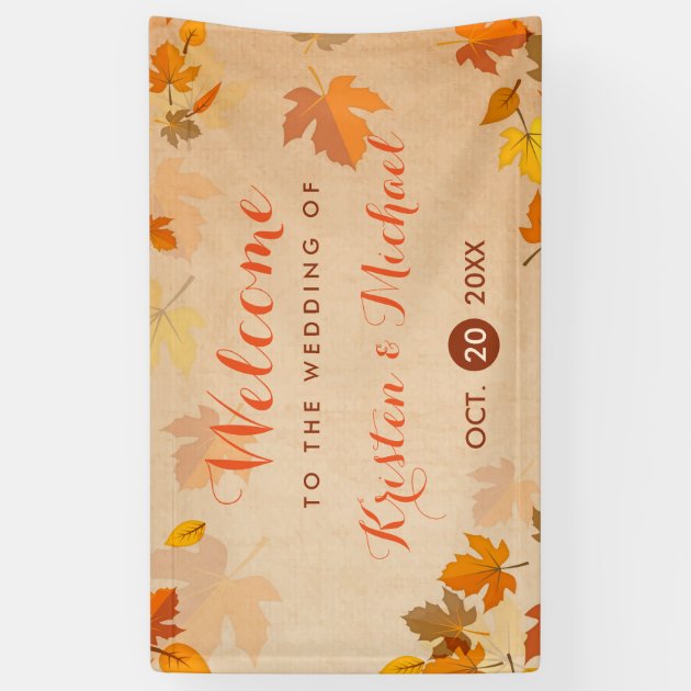 Elegant Autumn Maple Leaves Fall Wedding Banner