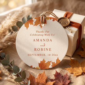 Elegant Autumn Maple Leaves Wedding Favor Tags