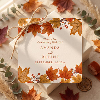 Elegant Autumn Maple Leaves Wedding Favor Tags