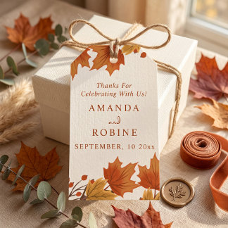 Elegant Autumn Maple Leaves Wedding Gift Tags