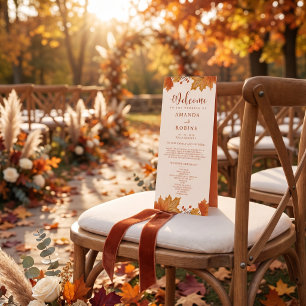 Elegant Autumn Maple Leaves Wedding Program