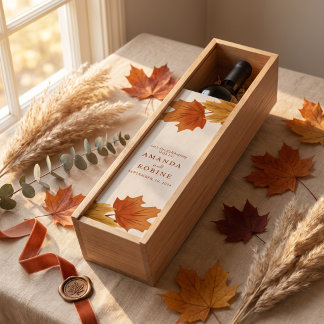 Elegant Autumn Maple Leaves Wedding Wine Box