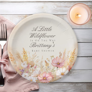 Elegant Autumn Meadow Wildflower Baby Shower Paper Plates