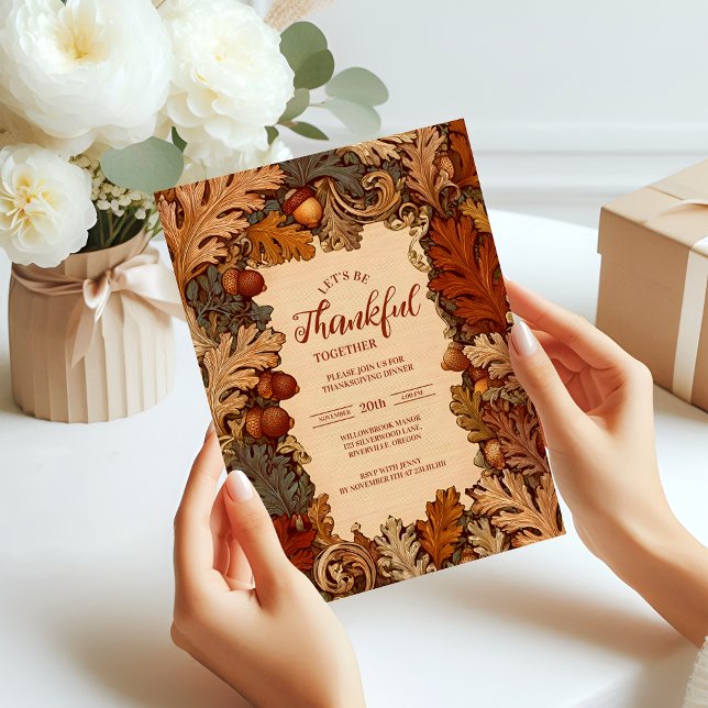 Elegant Autumn Oak Thanksgiving Celebration Invitation (Creator Uploaded)