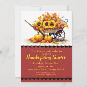 Elegant Autumn party Thanksgiving Dinner Invitation