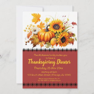 Elegant Autumn party Thanksgiving Dinner Invitation