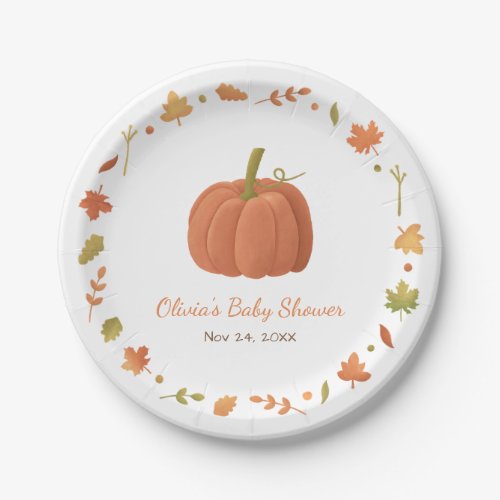 Elegant Autumn Pumpkin Baby Shower Supplies Paper Plates