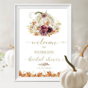 Elegant Autumn Pumpkin Bridal Shower Welcome Sign