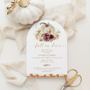 Elegant Autumn Pumpkin Fall in Love Bridal Shower Invitation