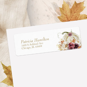 Elegant Autumn Pumpkin Wedding Return Addresss Label