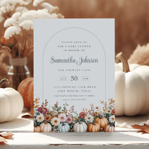 Elegant Autumn Pumpkins and Florals Baby Shower Invitation