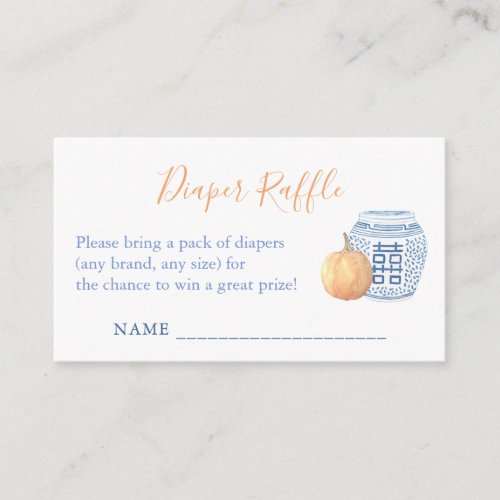 Elegant Autumn Pumpkins Baby Shower Diaper Raffle Enclosure Card