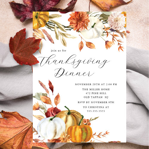 Elegant Autumn Pumpkins Thanksgiving Invitation Elegant Autumn Pumpkins Thanksgiving Invitation