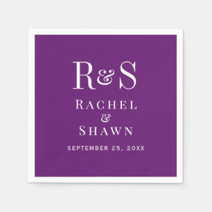 Elegant Autumn Purple Chic Modern Monogram Wedding Napkins