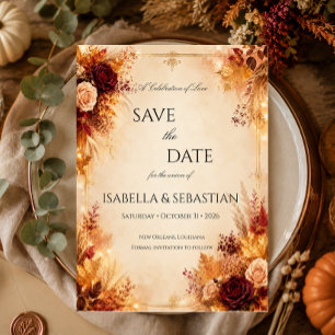 Elegant Autumn Rustic Boho Fall Wedding Save The Date