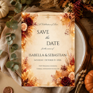 Elegant Autumn| Rustic Boho Fall Wedding Save The Date