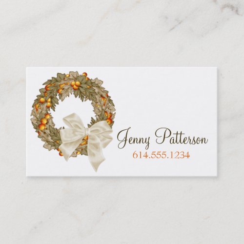 Elegant Autumn Season Wreath Business Card 2