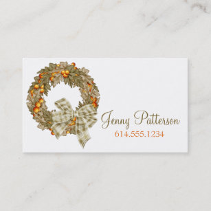 Elegant Autumn Season Wreath Business Card 4