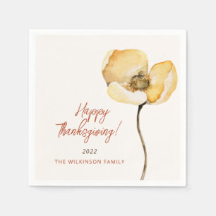 Elegant Autumn Simple Floral Thanksgiving Napkins