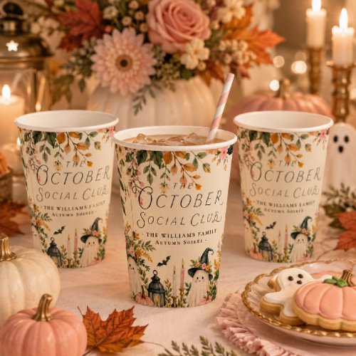 Elegant Autumn Soirée Ghost Floral Celebration Paper Cups