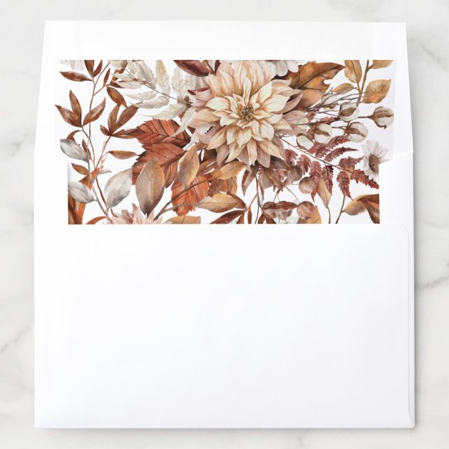 Elegant Autumn Terracotta Floral Envelope Liner (In Envelope)