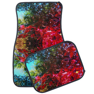 Elegant Autumn trees red pink leaves Car Floor Mat