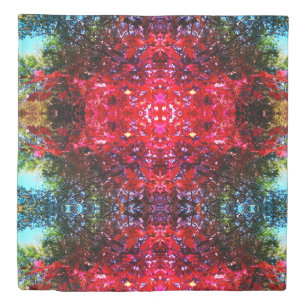 Elegant Autumn trees red pink leaves  Duvet Cover