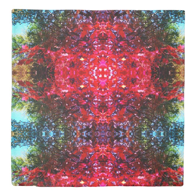 Elegant Autumn trees red pink leaves  Duvet Cover (Front)