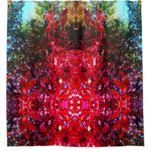 Elegant Autumn trees red pink leaves  Shower Curtain