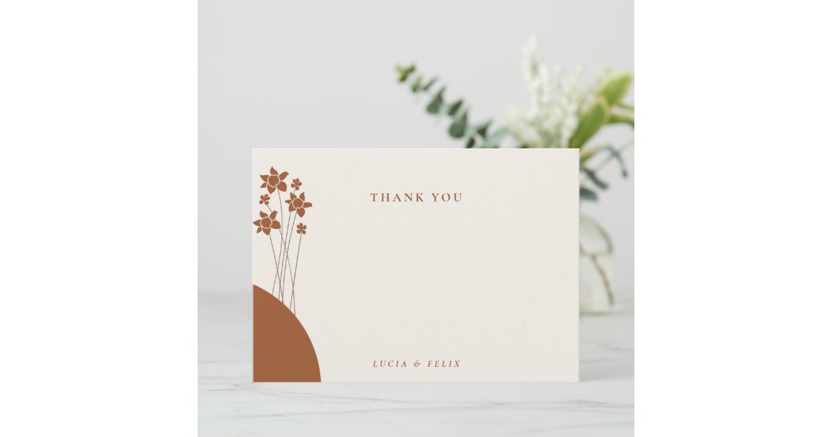 Elegant Autumn Two Color Side Floral Blank Thank You Card | Zazzle