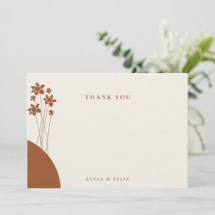 Elegant Autumn Two Color Side Floral Blank Thank You Card