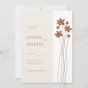 Elegant Autumn Two Color Side Floral Invitation