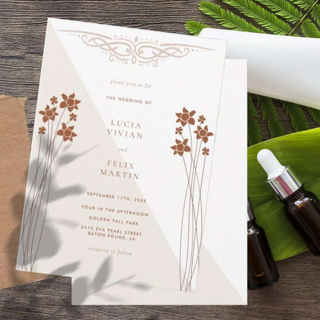 Elegant Autumn Two Color Side Floral Invitation (Creator Uploaded)