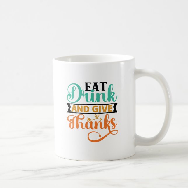 Elegant Autumn Typography- Eat, Drink & Give Thank Coffee Mug (Right)