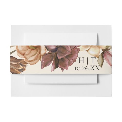 Elegant Autumn Watercolor Fall Floral Wedding Invitation Belly Band