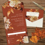 Elegant Autumn Watercolor Flora Terracotta Wedding All In One Invitation